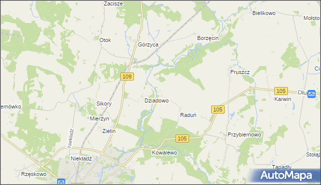 mapa Skalin gmina Gryfice, Skalin gmina Gryfice na mapie Targeo