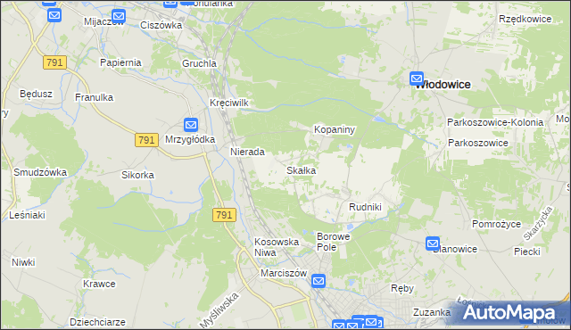 mapa Skałka gmina Włodowice, Skałka gmina Włodowice na mapie Targeo