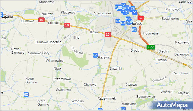 mapa Skarżyn gmina Płońsk, Skarżyn gmina Płońsk na mapie Targeo