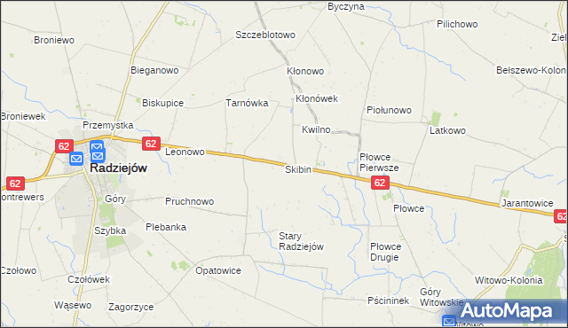 mapa Skibin gmina Radziejów, Skibin gmina Radziejów na mapie Targeo