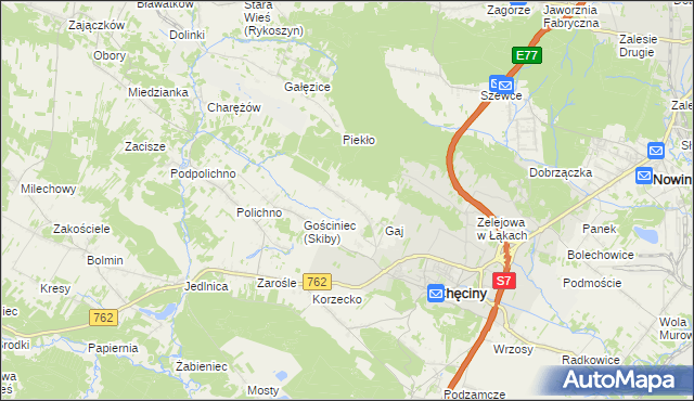 mapa Skiby gmina Chęciny, Skiby gmina Chęciny na mapie Targeo