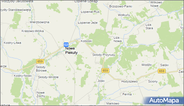 mapa Skłody-Przyrusy, Skłody-Przyrusy na mapie Targeo