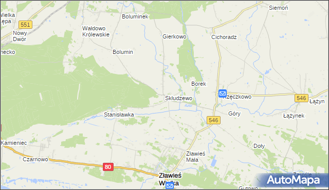 mapa Skłudzewo, Skłudzewo na mapie Targeo