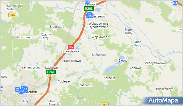 mapa Skórzewo gmina Szubin, Skórzewo gmina Szubin na mapie Targeo