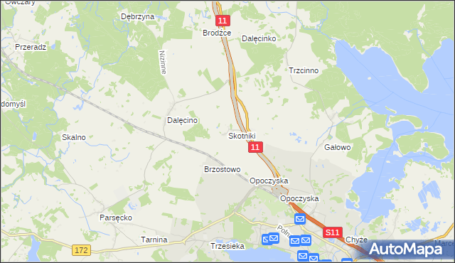 mapa Skotniki gmina Szczecinek, Skotniki gmina Szczecinek na mapie Targeo