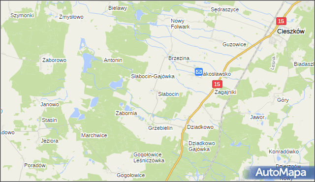 mapa Słabocin, Słabocin na mapie Targeo