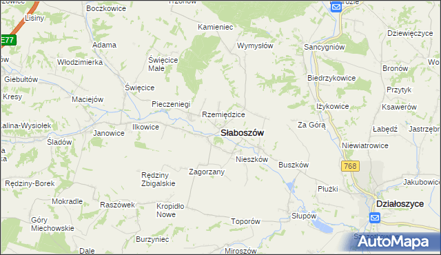 mapa Słaboszów, Słaboszów na mapie Targeo