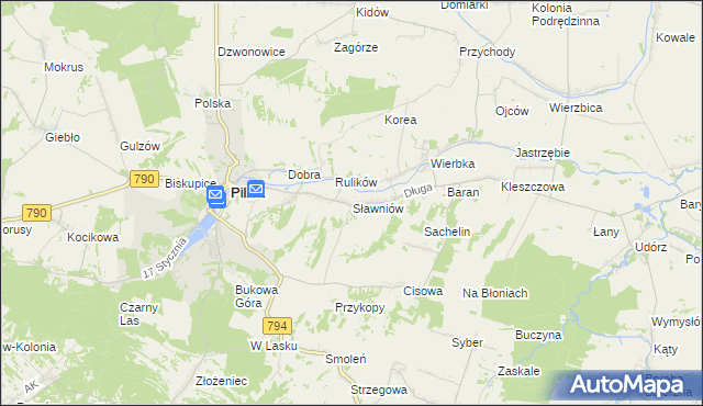 mapa Sławniów, Sławniów na mapie Targeo