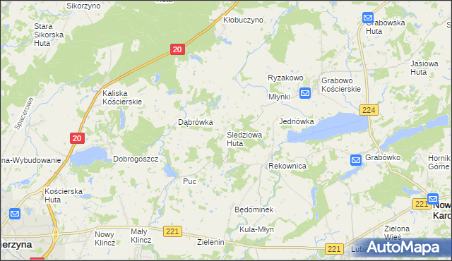 mapa Śledziowa Huta, Śledziowa Huta na mapie Targeo