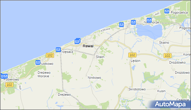 mapa Śliwin, Śliwin na mapie Targeo