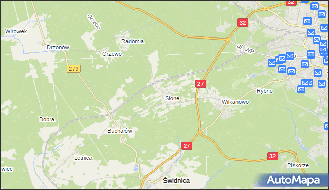 mapa Słone gmina Świdnica, Słone gmina Świdnica na mapie Targeo