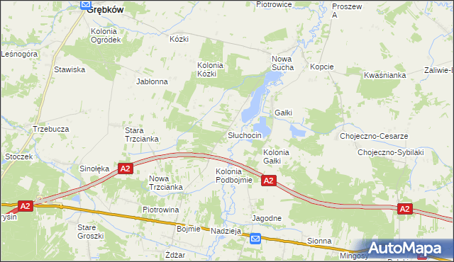 mapa Słuchocin, Słuchocin na mapie Targeo