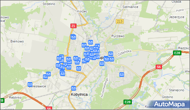 mapa Słupska, Słupsk na mapie Targeo