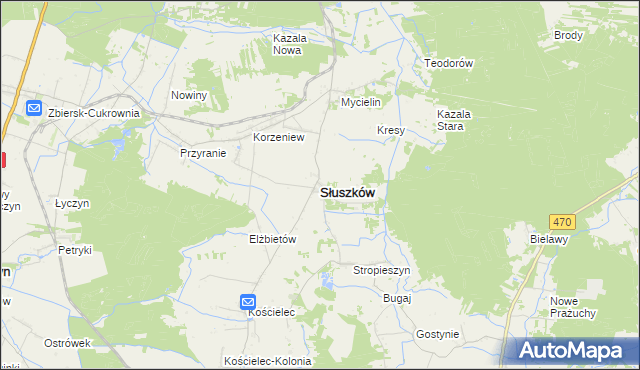 mapa Słuszków, Słuszków na mapie Targeo