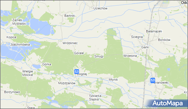mapa Smugi gmina Sośnie, Smugi gmina Sośnie na mapie Targeo