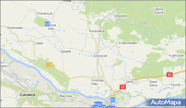 mapa Sobczyce, Sobczyce na mapie Targeo