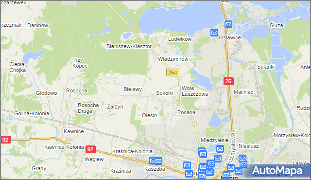 mapa Sokółki gmina Kazimierz Biskupi, Sokółki gmina Kazimierz Biskupi na mapie Targeo