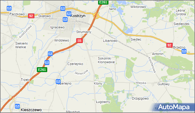 mapa Sokolniki Klonowskie, Sokolniki Klonowskie na mapie Targeo