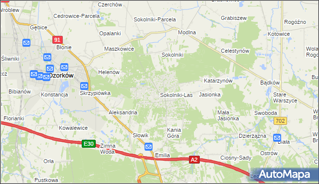 mapa Sokolniki-Las, Sokolniki-Las na mapie Targeo