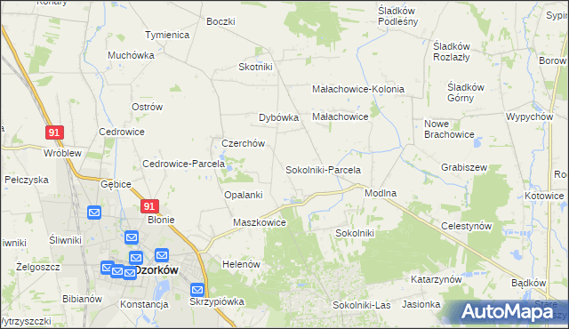 mapa Sokolniki-Parcela, Sokolniki-Parcela na mapie Targeo