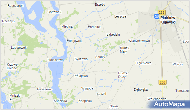 mapa Sokoły gmina Piotrków Kujawski, Sokoły gmina Piotrków Kujawski na mapie Targeo