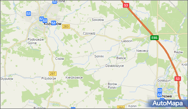 mapa Solniki gmina Kożuchów, Solniki gmina Kożuchów na mapie Targeo