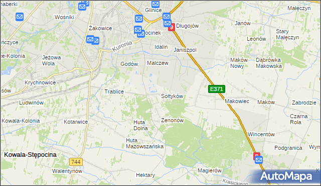 mapa Sołtyków gmina Skaryszew, Sołtyków gmina Skaryszew na mapie Targeo