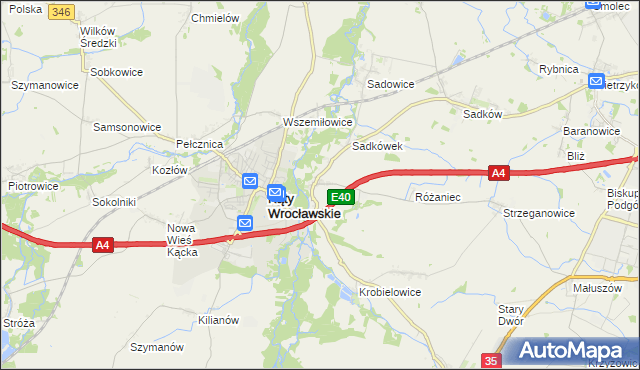 mapa Sośnica gmina Kąty Wrocławskie, Sośnica gmina Kąty Wrocławskie na mapie Targeo