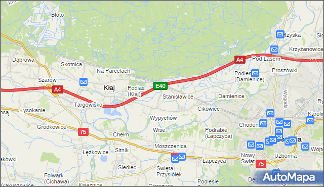 mapa Stanisławice gmina Bochnia, Stanisławice gmina Bochnia na mapie Targeo