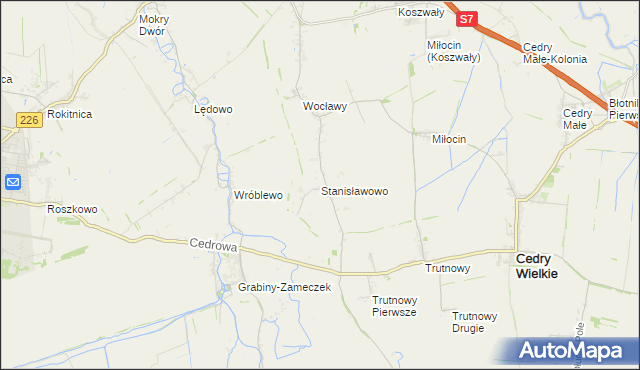 mapa Stanisławowo gmina Cedry Wielkie, Stanisławowo gmina Cedry Wielkie na mapie Targeo