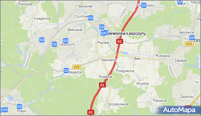 mapa Stanowice gmina Czerwionka-Leszczyny, Stanowice gmina Czerwionka-Leszczyny na mapie Targeo