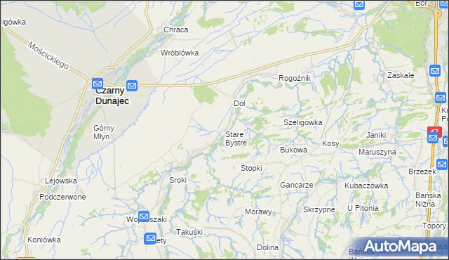 mapa Stare Bystre, Stare Bystre na mapie Targeo