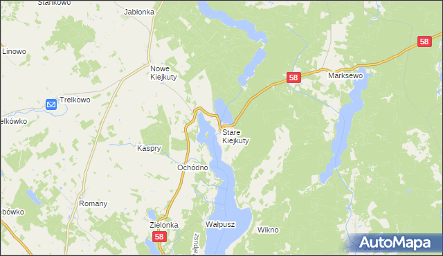 mapa Stare Kiejkuty, Stare Kiejkuty na mapie Targeo