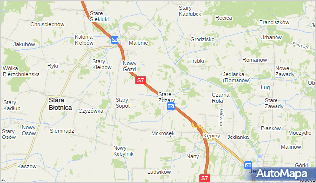 mapa Stare Żdżary gmina Stara Błotnica, Stare Żdżary gmina Stara Błotnica na mapie Targeo