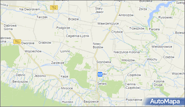 mapa Stary Bostów, Stary Bostów na mapie Targeo