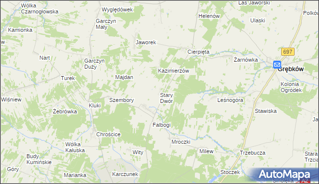 mapa Stary Dwór gmina Wierzbno, Stary Dwór gmina Wierzbno na mapie Targeo
