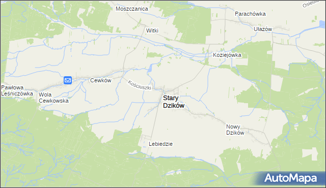 mapa Stary Dzików, Stary Dzików na mapie Targeo