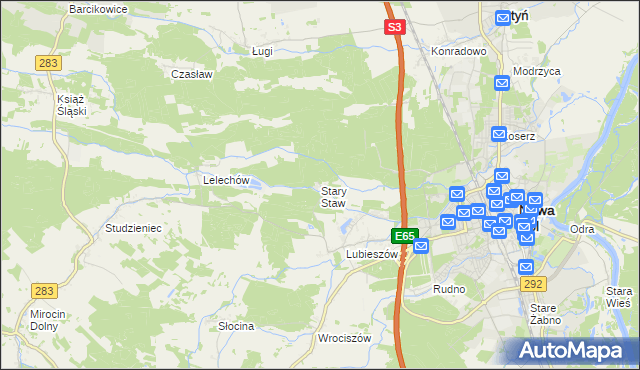 mapa Stary Staw gmina Nowa Sól, Stary Staw gmina Nowa Sól na mapie Targeo