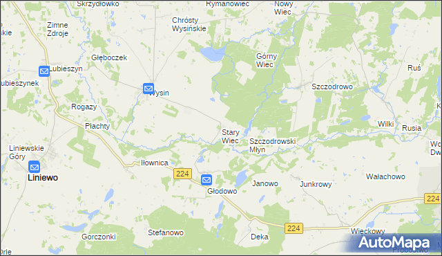 mapa Stary Wiec, Stary Wiec na mapie Targeo