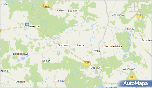 mapa Starza gmina Świerzno, Starza gmina Świerzno na mapie Targeo