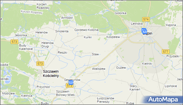 mapa Staw gmina Szczawin Kościelny, Staw gmina Szczawin Kościelny na mapie Targeo