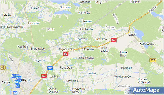 mapa Stefanów gmina Gostynin, Stefanów gmina Gostynin na mapie Targeo