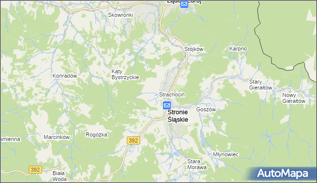 mapa Strachocin gmina Stronie Śląskie, Strachocin gmina Stronie Śląskie na mapie Targeo
