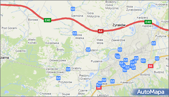 mapa Straszęcin, Straszęcin na mapie Targeo