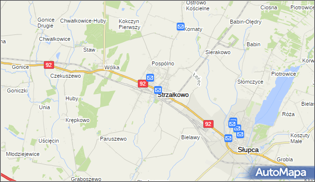 mapa Strzałkowo powiat słupecki, Strzałkowo powiat słupecki na mapie Targeo