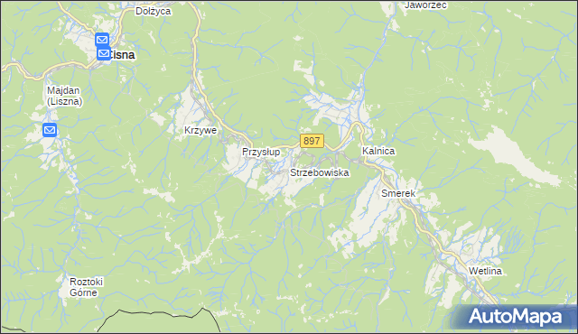 mapa Strzebowiska, Strzebowiska na mapie Targeo