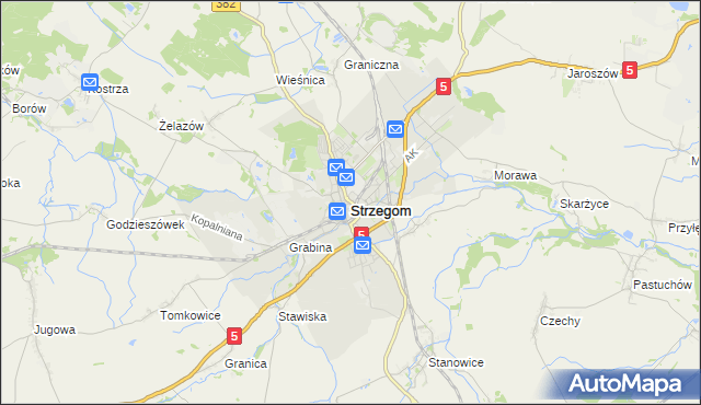 mapa Strzegom powiat świdnicki, Strzegom powiat świdnicki na mapie Targeo