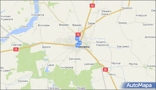 mapa Strzelno powiat mogileński, Strzelno powiat mogileński na mapie Targeo