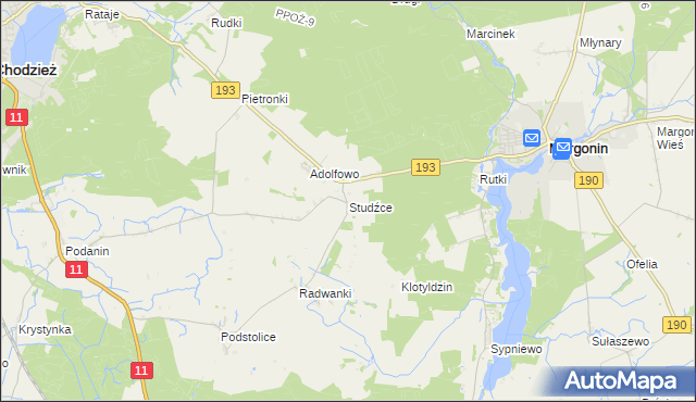 mapa Studźce, Studźce na mapie Targeo