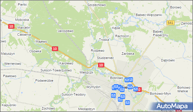 mapa Studzieniec gmina Sierpc, Studzieniec gmina Sierpc na mapie Targeo